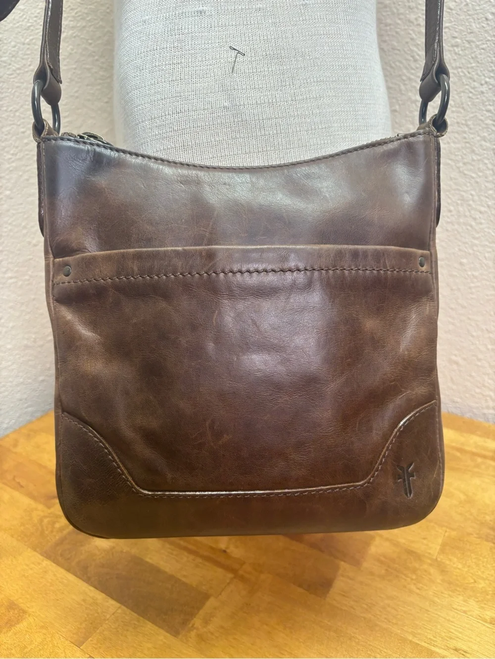 Frye Melissa Leather Crossbody Bag Dark Brown Cognac Small Purse DB0354